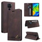For Xiaomi Redmi Note 9 Skin Feel Anti-theft Brush Horizontal Flip Leather Case with Holder & Card Slots & Wallet(Brown)