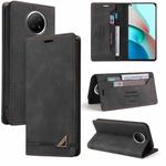 For Xiaomi Redmi Note 9 5G Skin Feel Anti-theft Brush Horizontal Flip Leather Case with Holder & Card Slots & Wallet(Black)