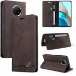 For Xiaomi Redmi Note 9 5G Skin Feel Anti-theft Brush Horizontal Flip Leather Case with Holder & Card Slots & Wallet(Brown)