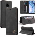 For Xiaomi Redmi Note 9S Skin Feel Anti-theft Brush Horizontal Flip Leather Case with Holder & Card Slots & Wallet(Black)