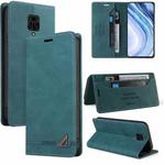 For Xiaomi Redmi Note 9S Skin Feel Anti-theft Brush Horizontal Flip Leather Case with Holder & Card Slots & Wallet(Blue)
