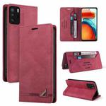 For Xiaomi Redmi Note 10 Pro 5G Skin Feel Anti-theft Brush Horizontal Flip Leather Case with Holder & Card Slots & Wallet(Wine Red)