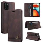For Xiaomi Redmi Note 10 Pro 5G Skin Feel Anti-theft Brush Horizontal Flip Leather Case with Holder & Card Slots & Wallet(Brown)
