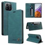 For Xiaomi Mi 11 Pro Skin Feel Anti-theft Brush Horizontal Flip Leather Case with Holder & Card Slots & Wallet(Blue)