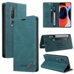 For Xiaomi Mi 10 5G Skin Feel Anti-theft Brush Horizontal Flip Leather Case with Holder & Card Slots & Wallet(Blue)