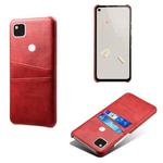 For Google Pixel 4a Calf Texture PC + PU Leather Back Cover Shockproof Case with Dual Card Slots(Red)