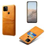 For Google Pixel 5a Calf Texture PC + PU Leather Back Cover Shockproof Case with Dual Card Slots(Orange)