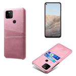 For Google Pixel 5a Calf Texture PC + PU Leather Back Cover Shockproof Case with Dual Card Slots(Pink)