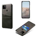 For Google Pixel 5a Calf Texture PC + PU Leather Back Cover Shockproof Case with Dual Card Slots(Black)