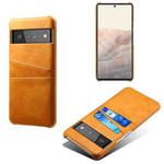 For Google Pixel 6 Pro Calf Texture PC + PU Leather Back Cover Shockproof Case with Dual Card Slots(Orange)