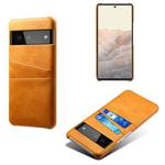For Google Pixel 6 Calf Texture PC + PU Leather Back Cover Shockproof Case with Dual Card Slots(Orange)