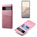 For Google Pixel 6 Calf Texture PC + PU Leather Back Cover Shockproof Case with Dual Card Slots(Pink)