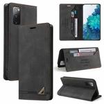 For Samsung Galaxy S20 FE Skin Feel Anti-theft Brush Horizontal Flip Leather Case with Holder & Card Slots & Wallet(Black)