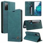 For Samsung Galaxy S20 FE Skin Feel Anti-theft Brush Horizontal Flip Leather Case with Holder & Card Slots & Wallet(Blue)