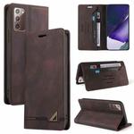 For Samsung Galaxy Note20 Skin Feel Anti-theft Brush Horizontal Flip Leather Case with Holder & Card Slots & Wallet(Brown)