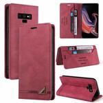 For Samsung Galaxy Note9 Skin Feel Anti-theft Brush Horizontal Flip Leather Case with Holder & Card Slots & Wallet(Wine Red)