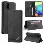 For Samsung Galaxy A71 4G Skin Feel Anti-theft Brush Horizontal Flip Leather Case with Holder & Card Slots & Wallet(Black)