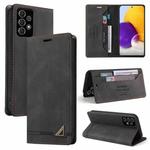 For Samsung Galaxy A72 5G / 4G Skin Feel Anti-theft Brush Horizontal Flip Leather Case with Holder & Card Slots & Wallet(Black)