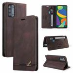 For Samsung Galaxy F52 5G Skin Feel Anti-theft Brush Horizontal Flip Leather Case with Holder & Card Slots & Wallet(Brown)
