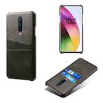 For OnePlus 8 Calf Texture PC + PU Leather Back Cover Shockproof Case with Dual Card Slots(Black)
