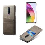 For OnePlus 8 Calf Texture PC + PU Leather Back Cover Shockproof Case with Dual Card Slots(Grey)