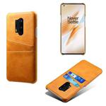 For OnePlus 8 Pro Calf Texture PC + PU Leather Back Cover Shockproof Case with Dual Card Slots(Orange)
