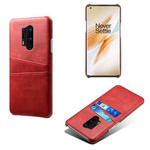 For OnePlus 8 Pro Calf Texture PC + PU Leather Back Cover Shockproof Case with Dual Card Slots(Red)