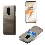 For OnePlus 8 Pro Calf Texture PC + PU Leather Back Cover Shockproof Case with Dual Card Slots(Grey)