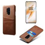 For OnePlus 8 Pro Calf Texture PC + PU Leather Back Cover Shockproof Case with Dual Card Slots(Brown)
