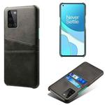For OnePlus 8T Calf Texture PC + PU Leather Back Cover Shockproof Case with Dual Card Slots(Black)