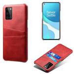 For OnePlus 8T Calf Texture PC + PU Leather Back Cover Shockproof Case with Dual Card Slots(Red)