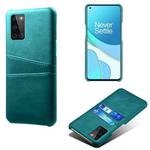 For OnePlus 8T Calf Texture PC + PU Leather Back Cover Shockproof Case with Dual Card Slots(Green)