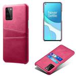 For OnePlus 8T Calf Texture PC + PU Leather Back Cover Shockproof Case with Dual Card Slots(Rose Red)