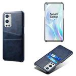 For OnePlus 9 Pro Calf Texture PC + PU Leather Back Cover Shockproof Case with Dual Card Slots(Blue)