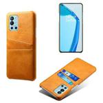 For OnePlus 9R Calf Texture PC + PU Leather Back Cover Shockproof Case with Dual Card Slots(Orange)