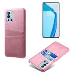 For OnePlus 9R Calf Texture PC + PU Leather Back Cover Shockproof Case with Dual Card Slots(Pink)