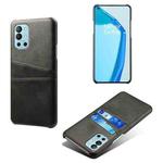 For OnePlus 9R Calf Texture PC + PU Leather Back Cover Shockproof Case with Dual Card Slots(Black)