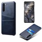 For OnePlus Nord Calf Texture PC + PU Leather Back Cover Shockproof Case with Dual Card Slots(Blue)