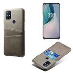 For OnePlus Nord N10 5G Calf Texture PC + PU Leather Back Cover Shockproof Case with Dual Card Slots(Grey)