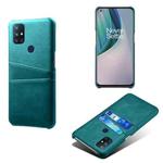 For OnePlus Nord N10 5G Calf Texture PC + PU Leather Back Cover Shockproof Case with Dual Card Slots(Green)