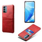 For OnePlus Nord N200 5G Calf Texture PC + PU Leather Back Cover Shockproof Case with Dual Card Slots(Red)