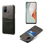 For OnePlus Nord N100 Calf Texture PC + PU Leather Back Cover Shockproof Case with Dual Card Slots(Black)