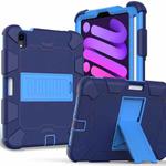 For iPad mini 6 Two-Color Robot Shockproof Silicone + PC Protective Tablet Case with Holder & Pen Slot(Navy Blue + Blue)