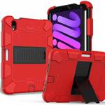 For iPad mini 6 Two-Color Robot Shockproof Silicone + PC Protective Tablet Case with Holder & Pen Slot(Red + Black)