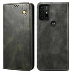 For Motorola Moto G30 Simple Wax Crazy Horse Texture Horizontal Flip Leather Case with Card Slots & Wallet(Dark Green)