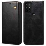 For Motorola Moto G30 Simple Wax Crazy Horse Texture Horizontal Flip Leather Case with Card Slots & Wallet(Black)