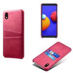 For Samsung Galaxy A01 Core Calf Texture PC + PU Leather Back Cover Shockproof Case with Dual Card Slots(Rose Red)