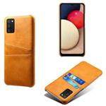 For Samsung Galaxy A02s Calf Texture PC + PU Leather Back Cover Shockproof Case with Dual Card Slots(Orange)