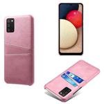 For Samsung Galaxy A02s Calf Texture PC + PU Leather Back Cover Shockproof Case with Dual Card Slots(Pink)