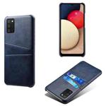 For Samsung Galaxy A02s Calf Texture PC + PU Leather Back Cover Shockproof Case with Dual Card Slots(Blue)